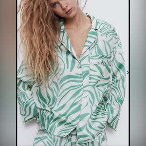 Zara Green&Cream/Pink Zebra Print Top